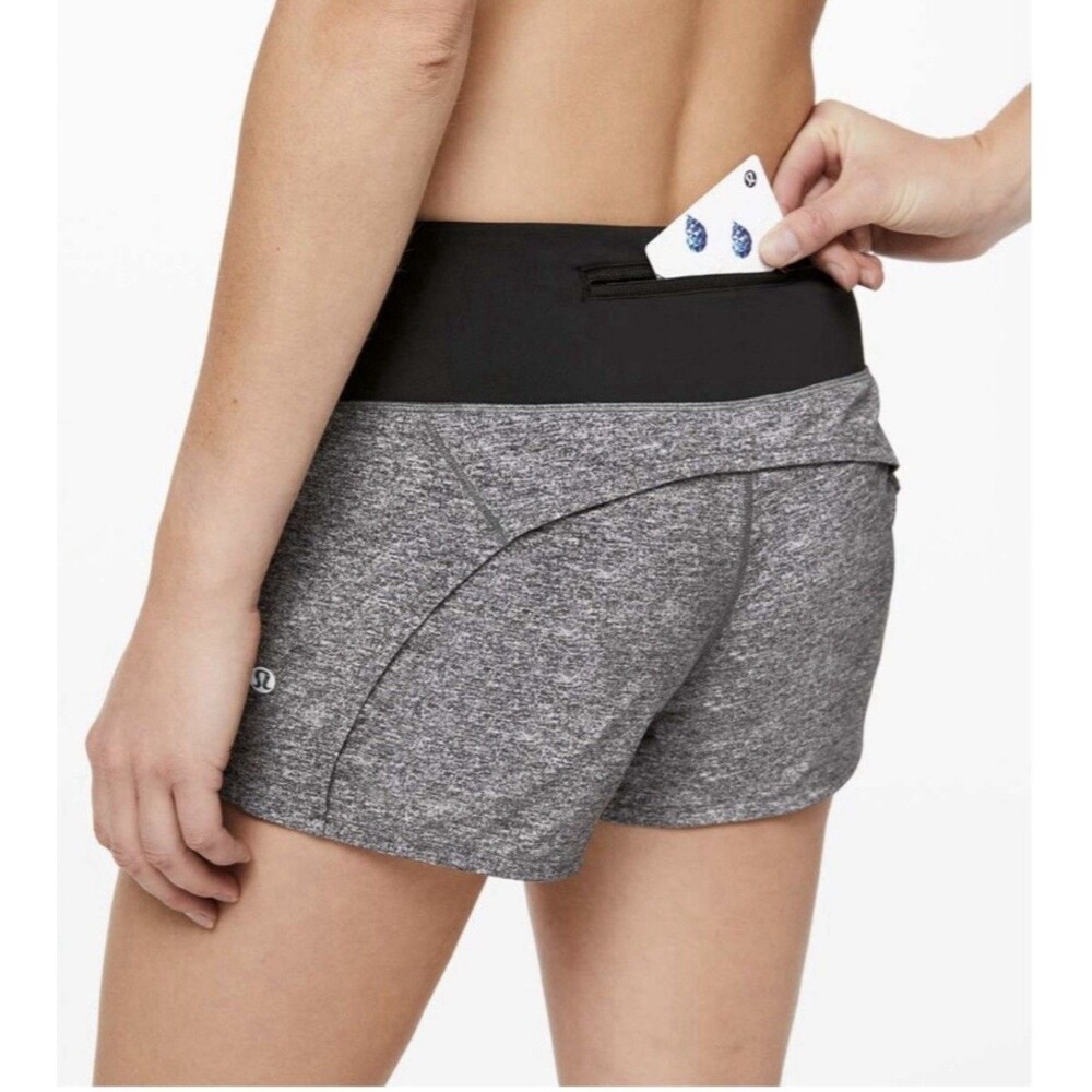 LULULEMON Women’s Run Times II 4" Marled Gray Lined Athletic Shorts Women Size 4